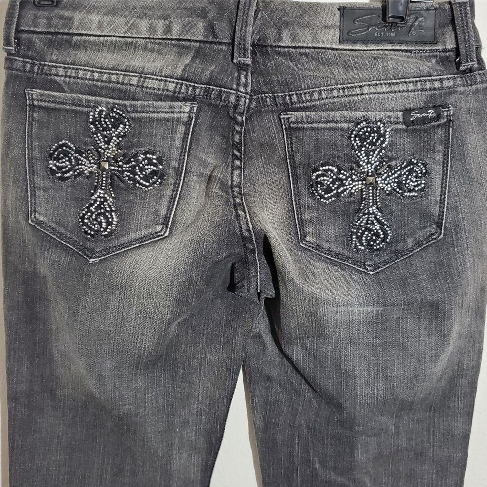 Seven7‎ Jeans Womens Gray Embellished Bootcut Denim Pants Size 28